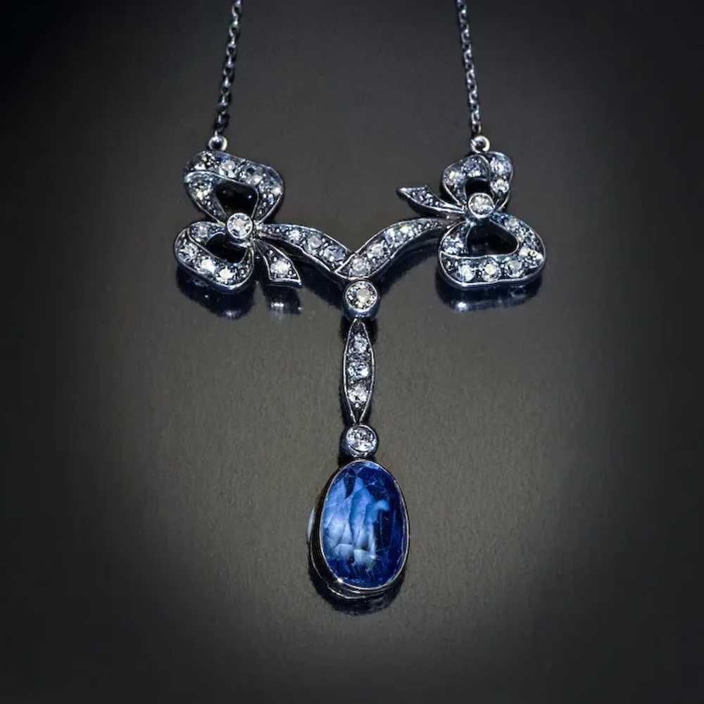 Belle Époque Antique Sapphire Diamond Necklace - image 6