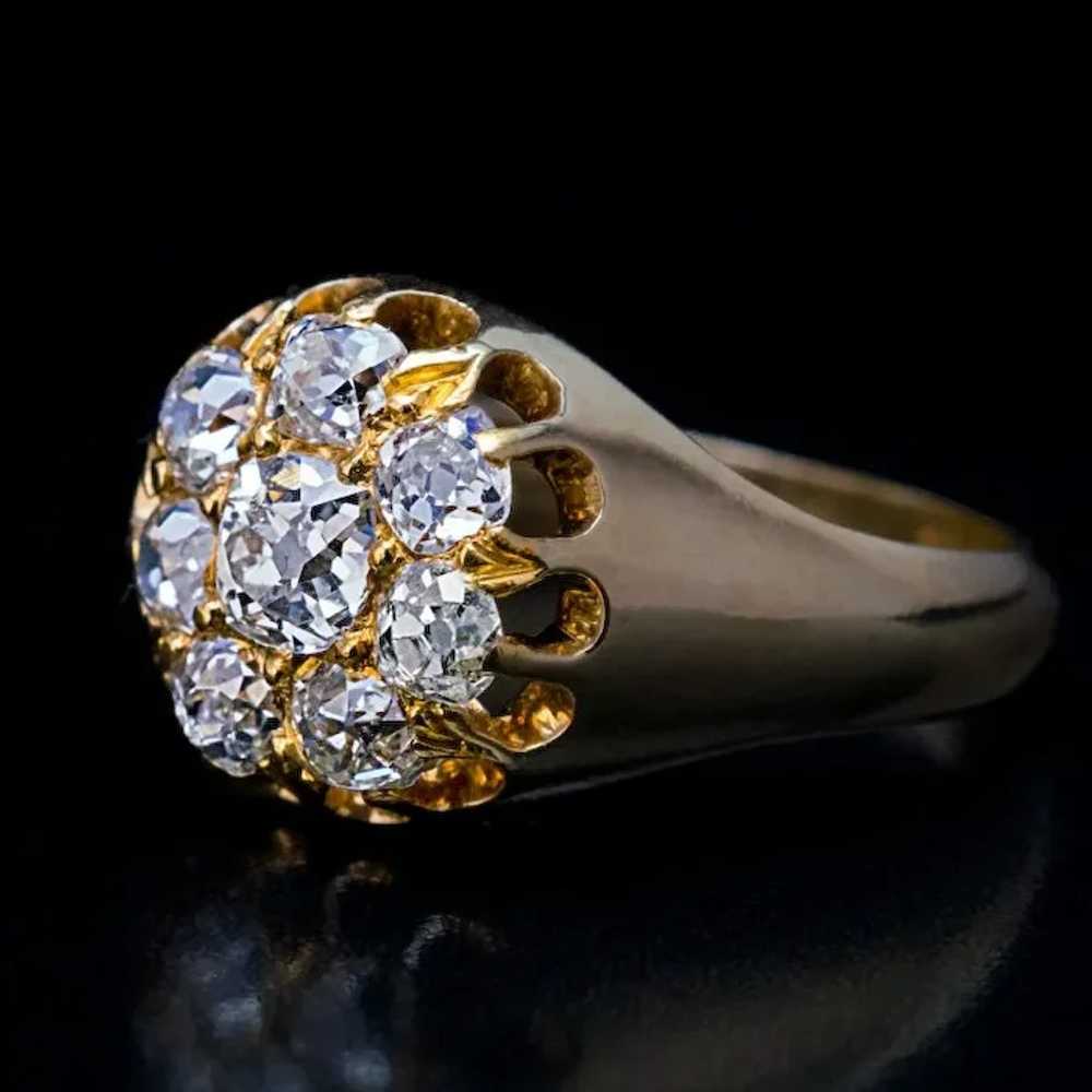 Antique 1.40 Ct Old Mine Cut Diamond Cluster Ring - image 5