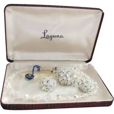 Vintage Laguna Parure Set - Crystal Necklace & Ea… - image 1