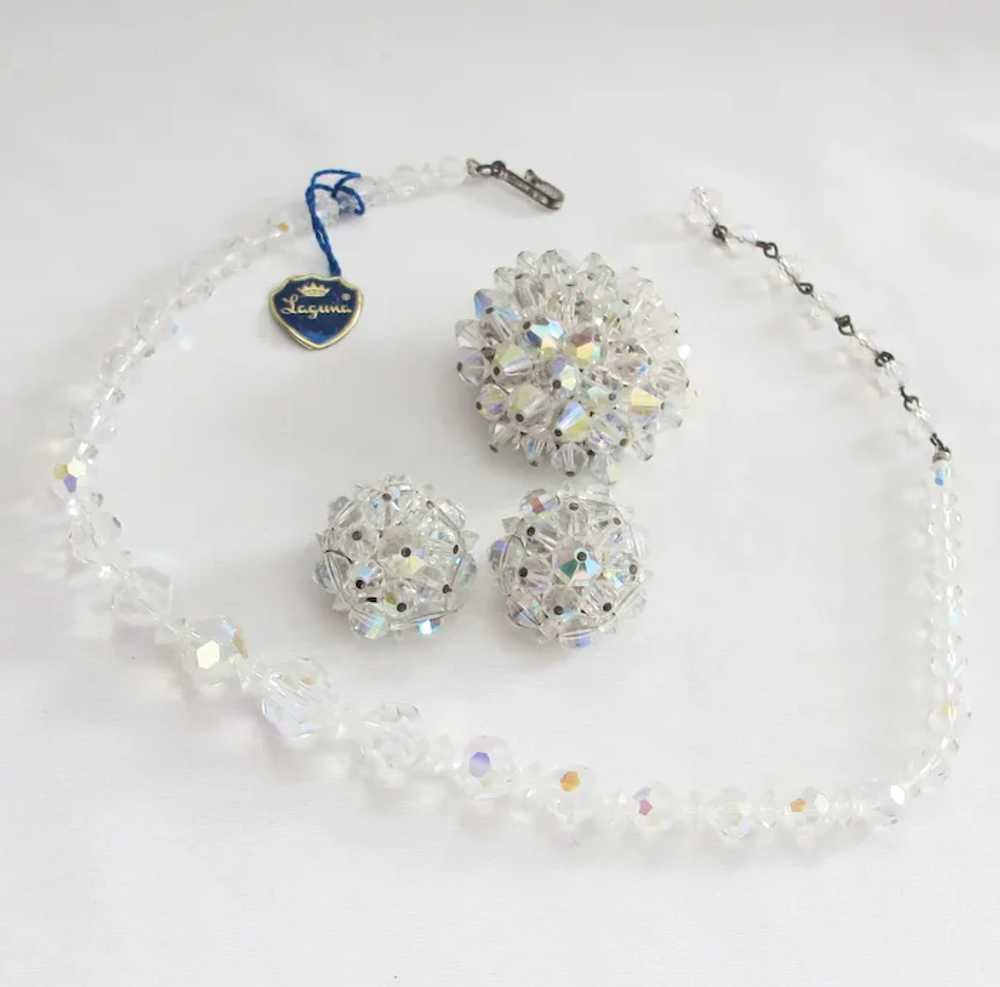 Vintage Laguna Parure Set - Crystal Necklace & Ea… - image 2