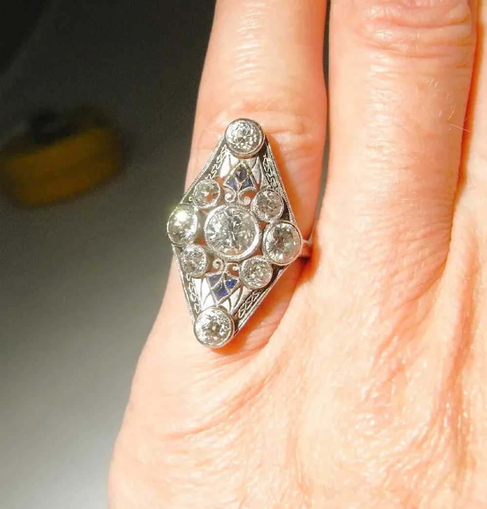 Edwardian Diamond Engagement Ring No Heat Blue Sa… - image 2