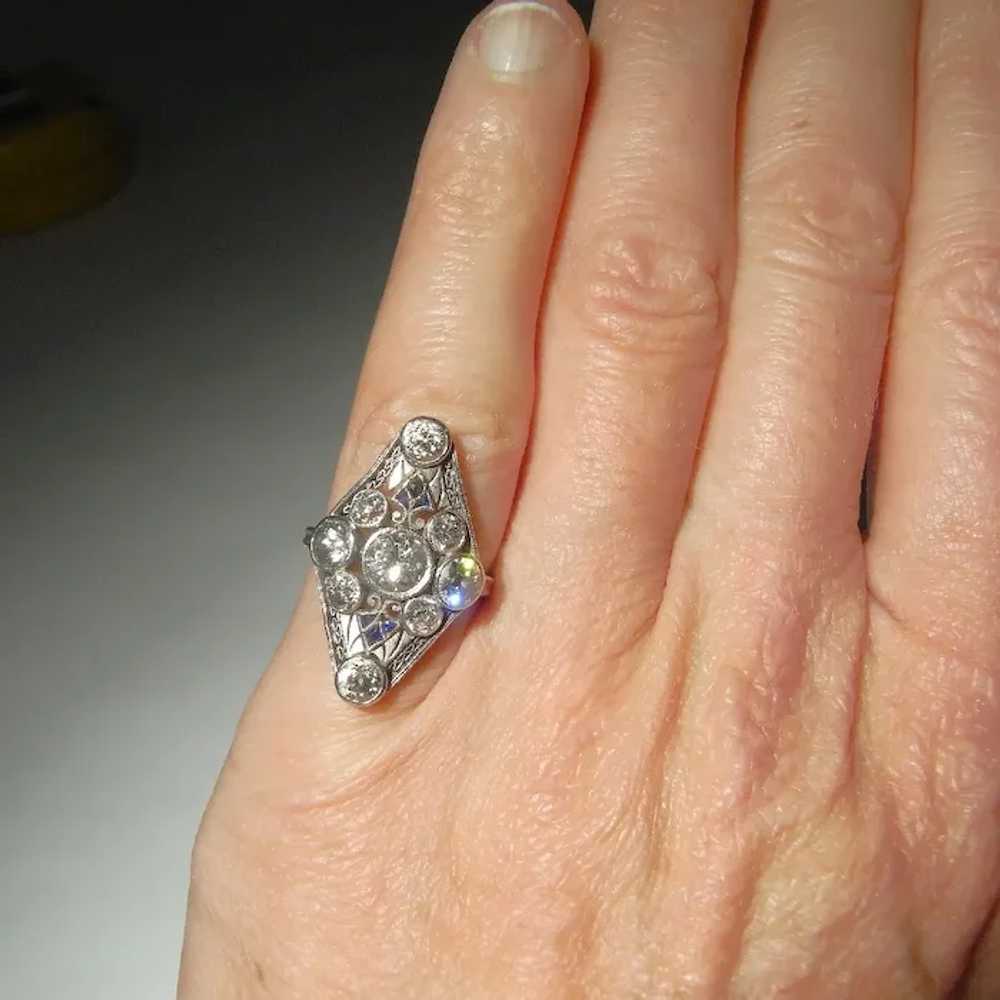 Edwardian Diamond Engagement Ring No Heat Blue Sa… - image 3