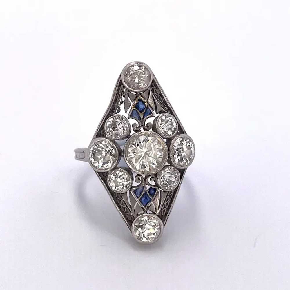 Edwardian Diamond Engagement Ring No Heat Blue Sa… - image 4