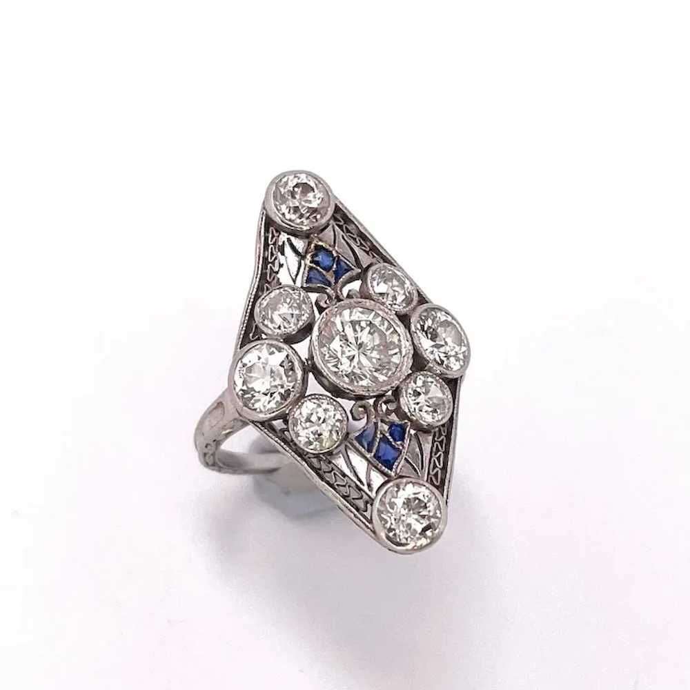 Edwardian Diamond Engagement Ring No Heat Blue Sa… - image 5