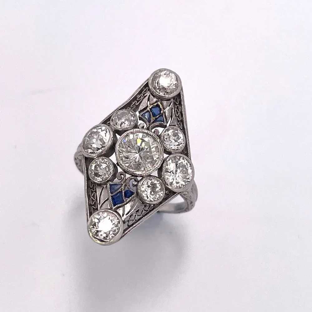 Edwardian Diamond Engagement Ring No Heat Blue Sa… - image 6