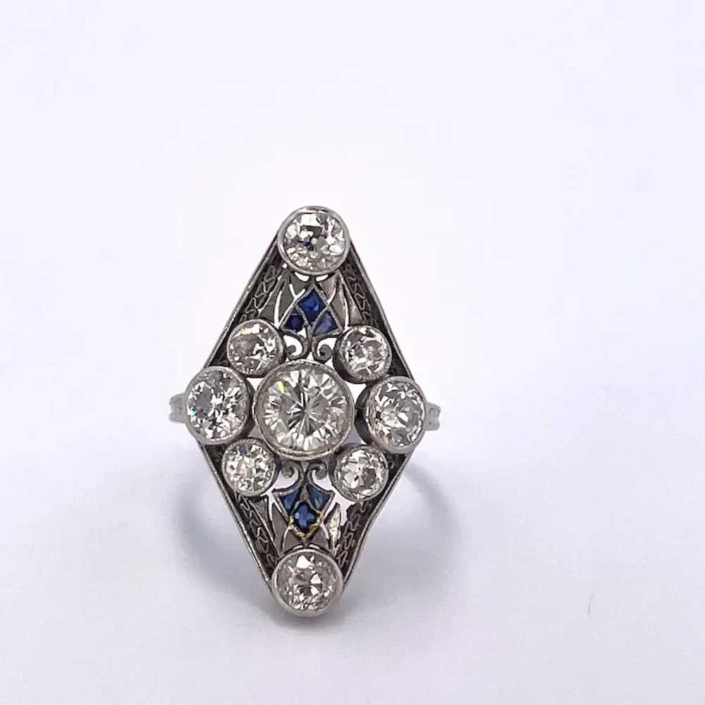 Edwardian Diamond Engagement Ring No Heat Blue Sa… - image 7