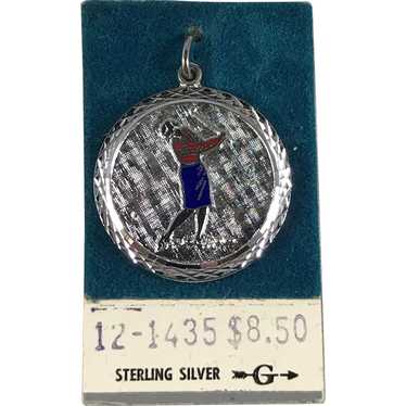 New Old Stock Sterling Silver and Enamel Woman Go… - image 1