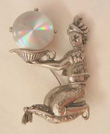 Vintage Genie fortune teller Hologram Brooch Jewel