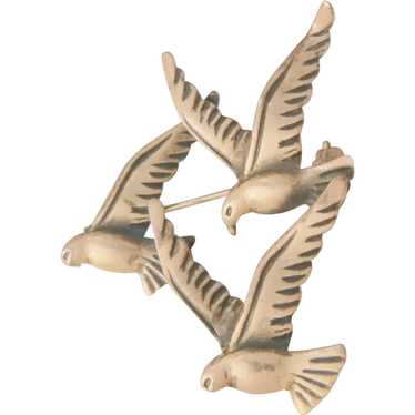 Beau Sterling three birds in flight Brooch