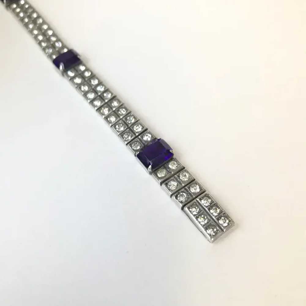 Sterling Bracelet Art Deco Rhinestones Signed Pay… - image 3