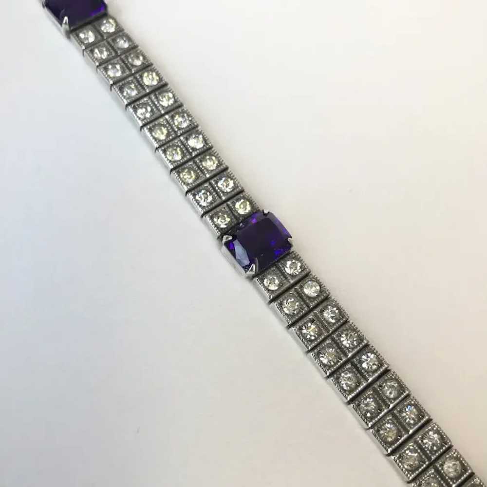 Sterling Bracelet Art Deco Rhinestones Signed Pay… - image 4