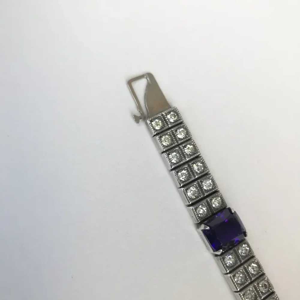 Sterling Bracelet Art Deco Rhinestones Signed Pay… - image 5