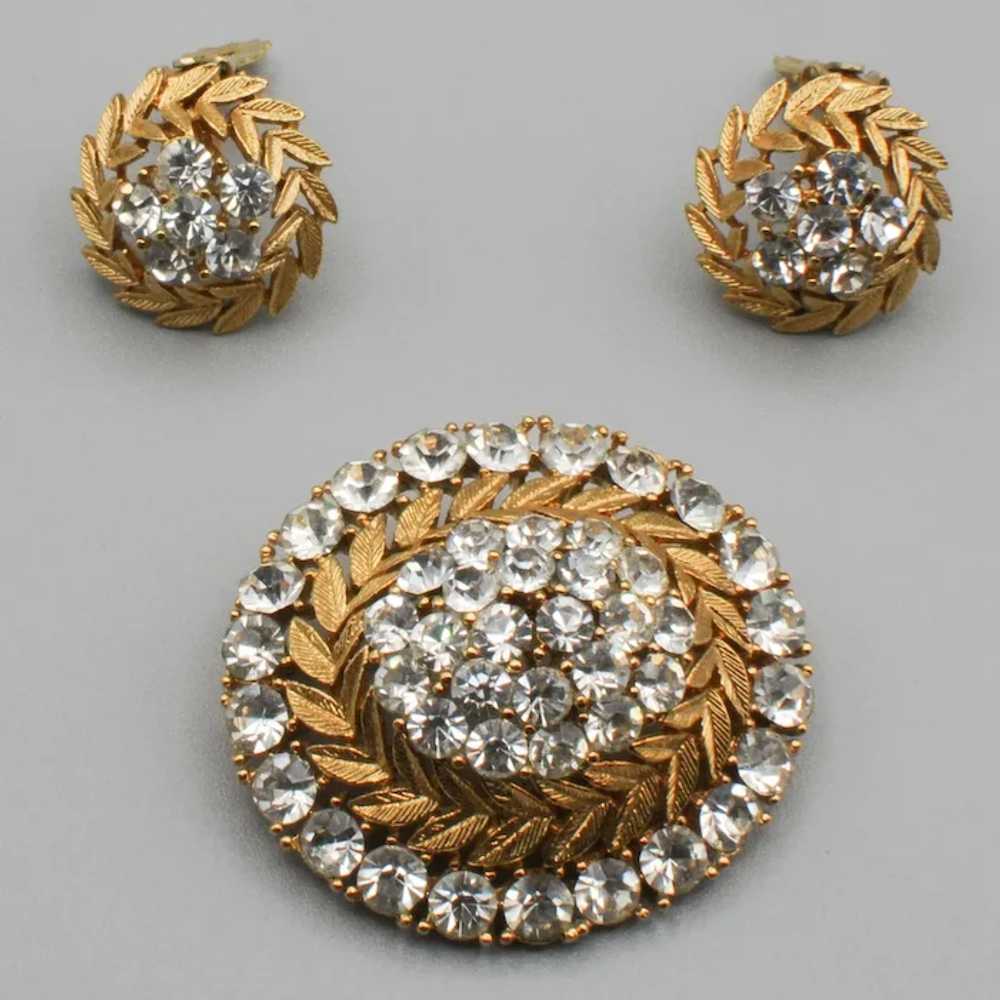Lisner Domed Rhinestone Brooch and Clip Earrings … - image 8