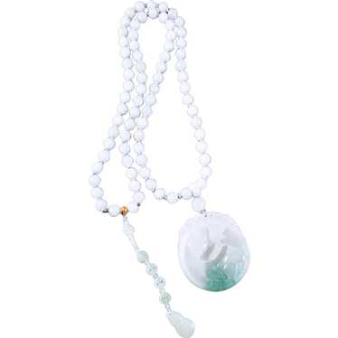 Jadeite Pendant Necklace and Beads Necklace, 28" - image 1