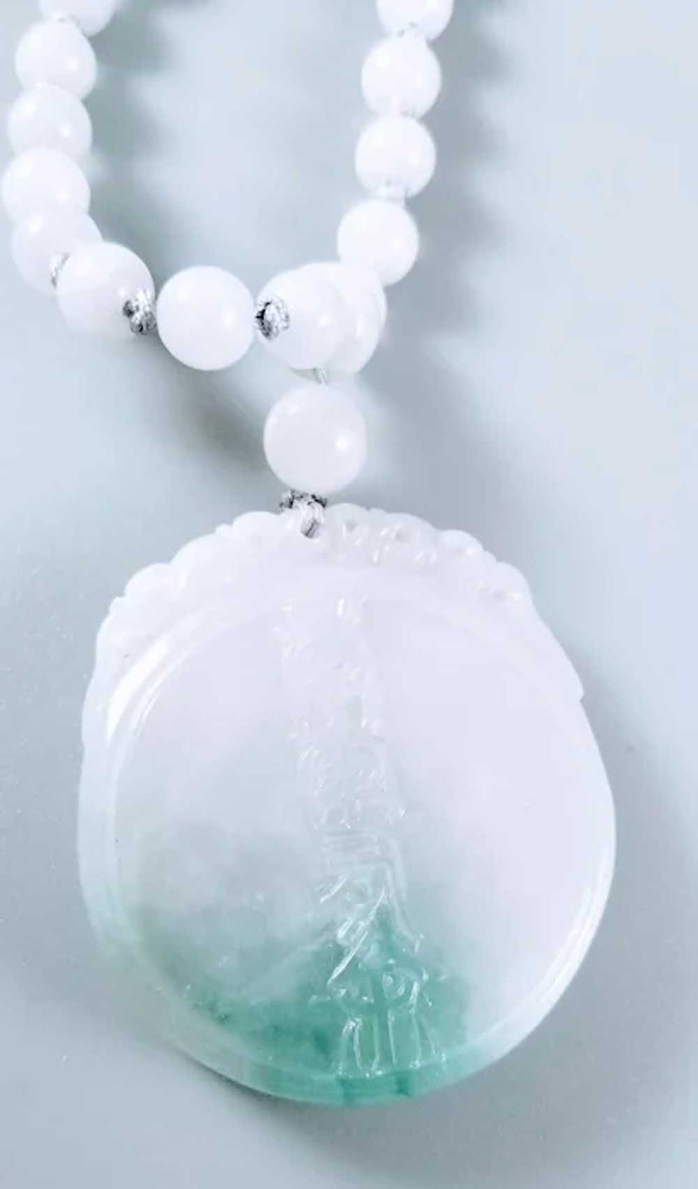 Jadeite Pendant Necklace and Beads Necklace, 28" - image 3