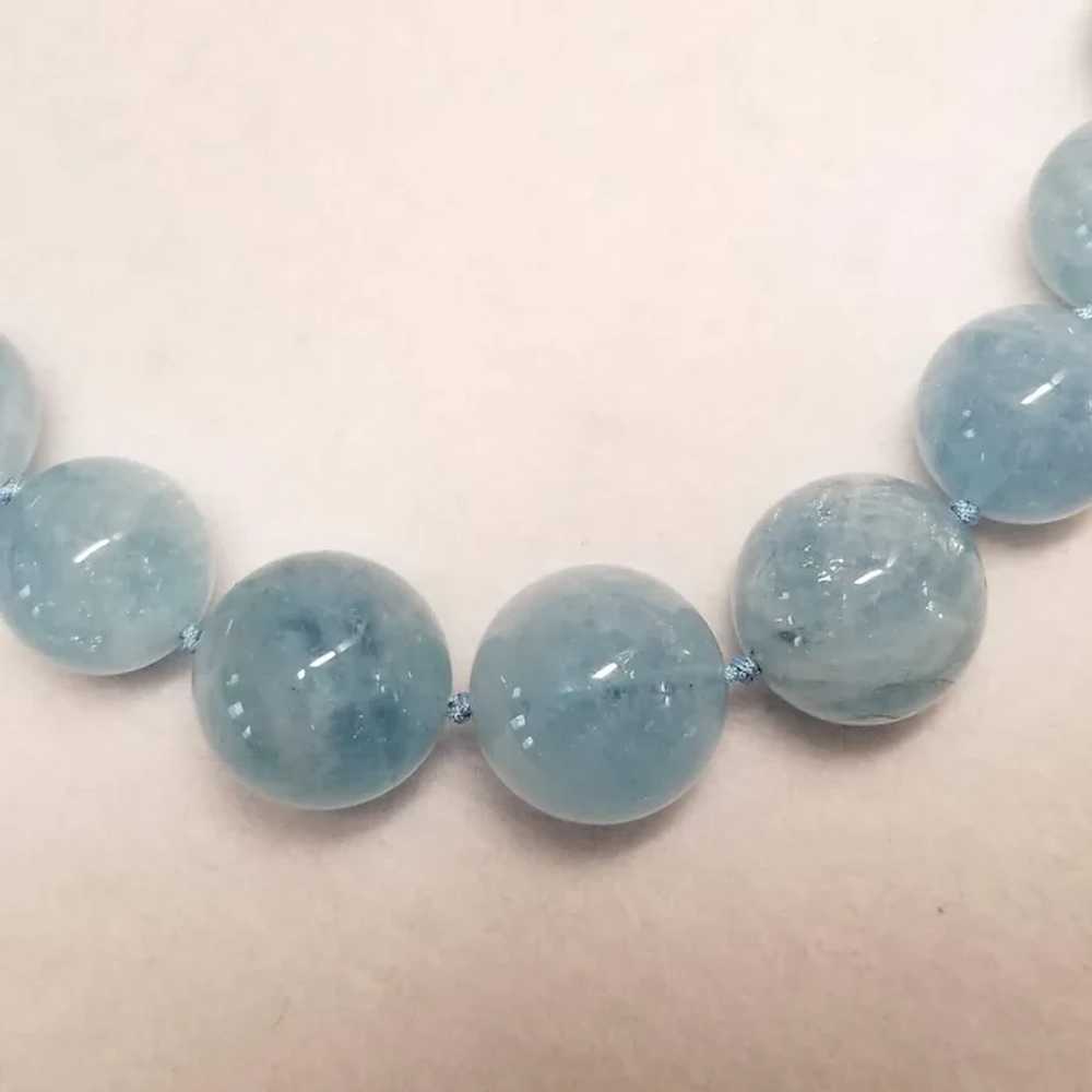 14K 660 CTTW Aquamarine Graduate Bead Necklace - image 6