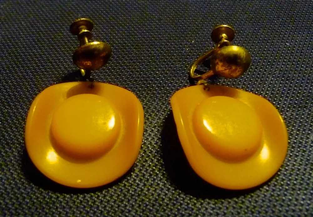 Vintage Bakelite Butterscotch Cowboy Hat Screw Ba… - image 3