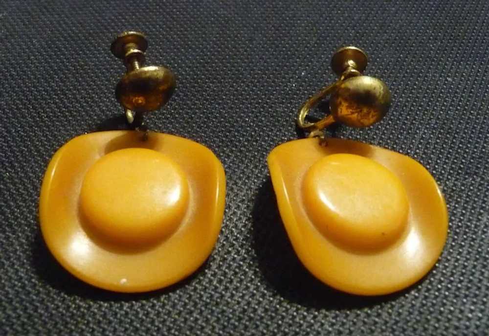 Vintage Bakelite Butterscotch Cowboy Hat Screw Ba… - image 4