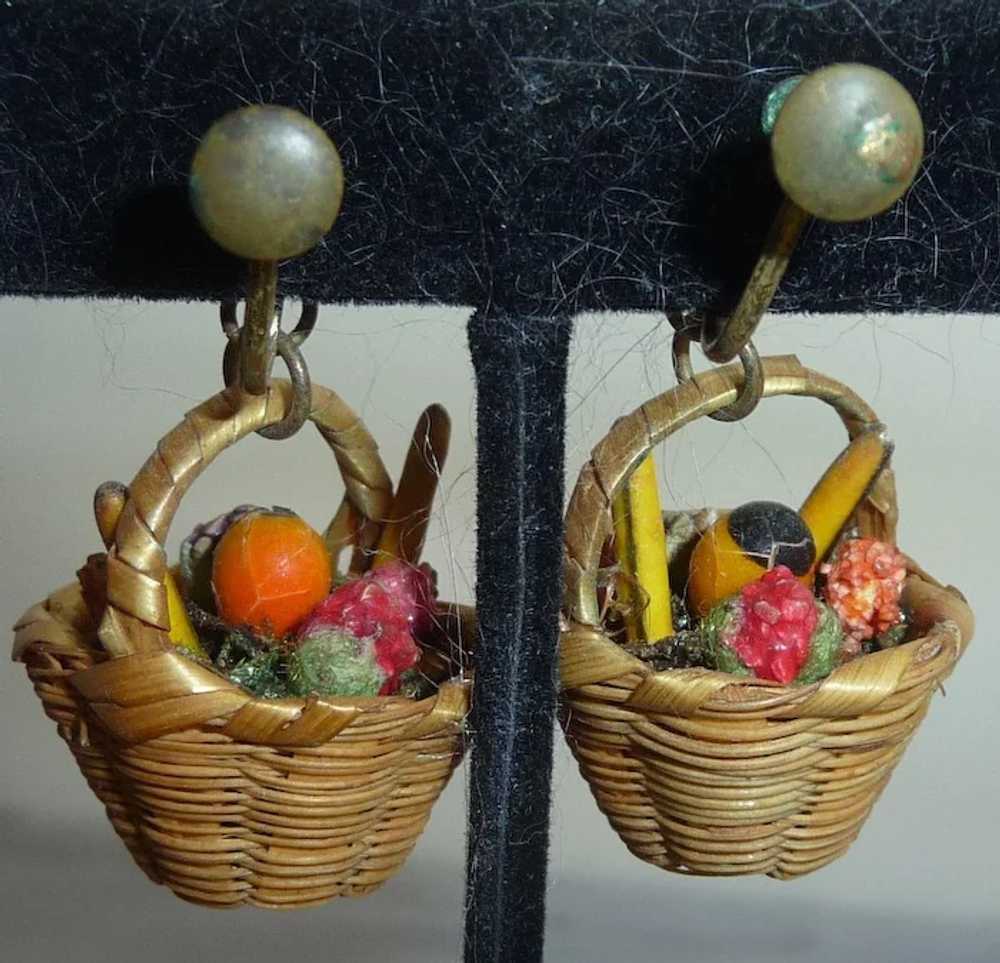 Vintage 1940s West German Straw Basket of Cellulo… - image 6