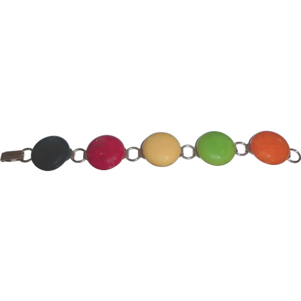 5 Colors Domed Dot Disk Bakelite Linked Bracelet - image 1