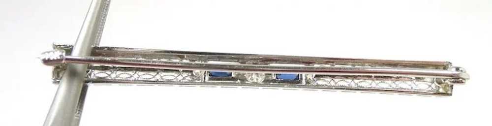 Filigree Edwardian Sapphire Diamond Bar Brooch c.… - image 4