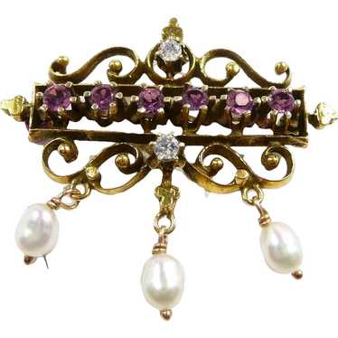 Lovely Vintage Victorian Style Amethyst Diamond Pe