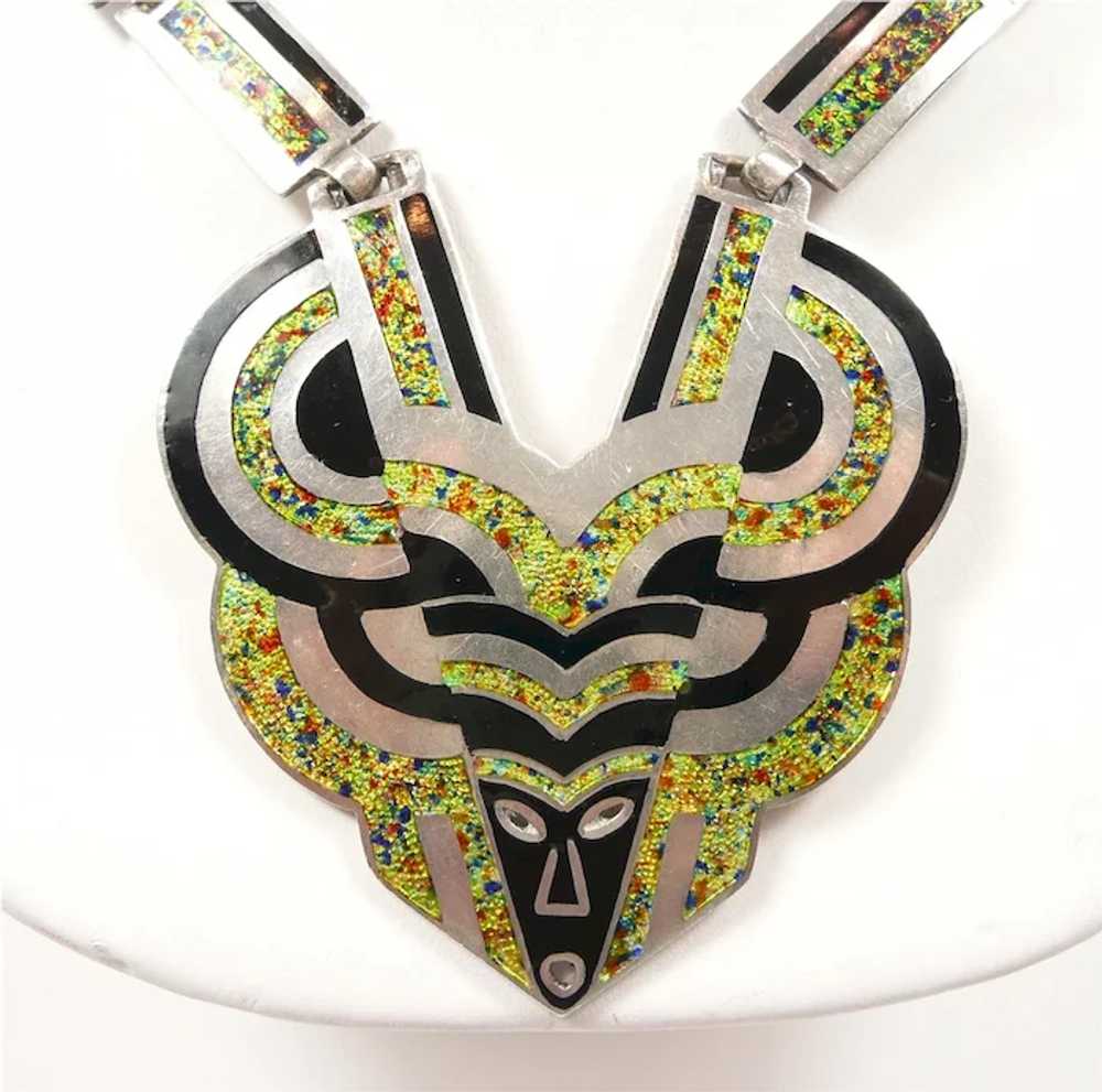 Cool Margot de Taxco "Pointed Face" Enamel Demi-P… - image 3