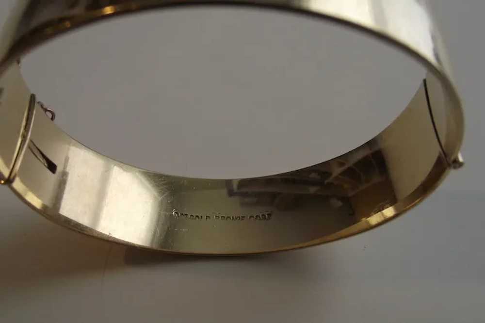 9Kt Gold over Bronze Bangle Machine Etched Vintage - image 3