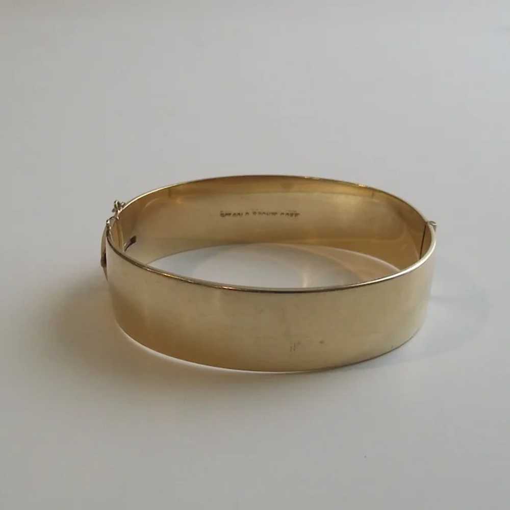 9Kt Gold over Bronze Bangle Machine Etched Vintage - image 4