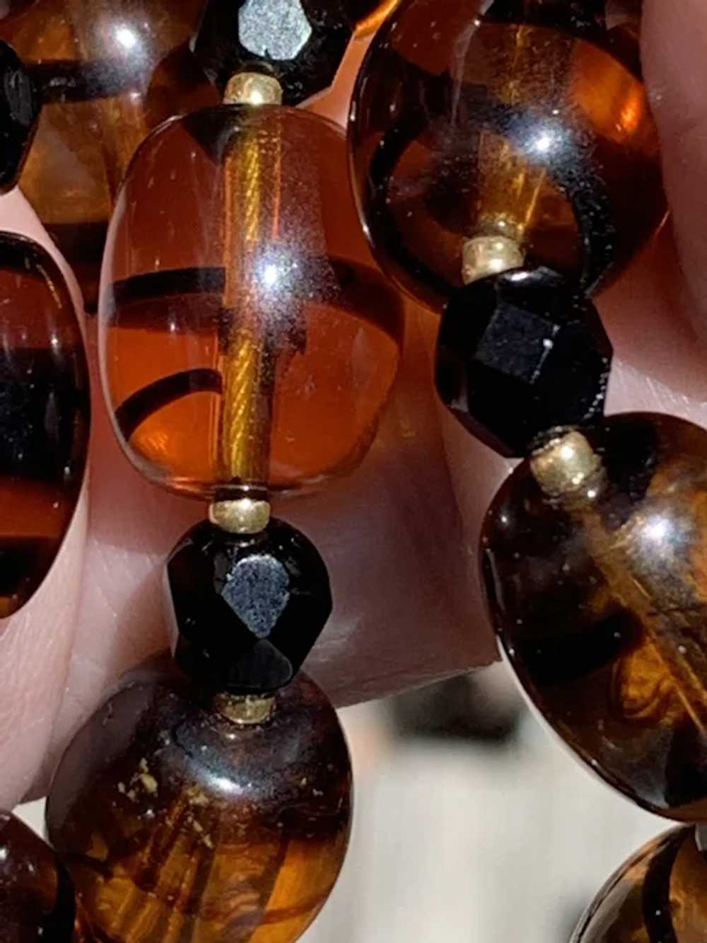 Vintage Tiger-Glass beads with Flapper Jets Eveni… - image 3