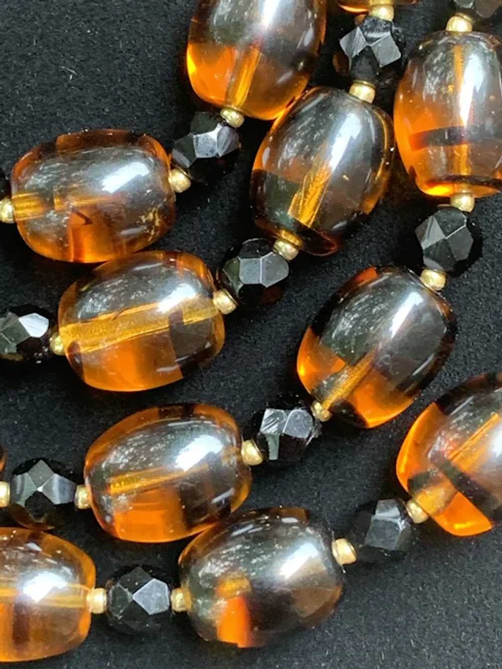 Vintage Tiger-Glass beads with Flapper Jets Eveni… - image 4