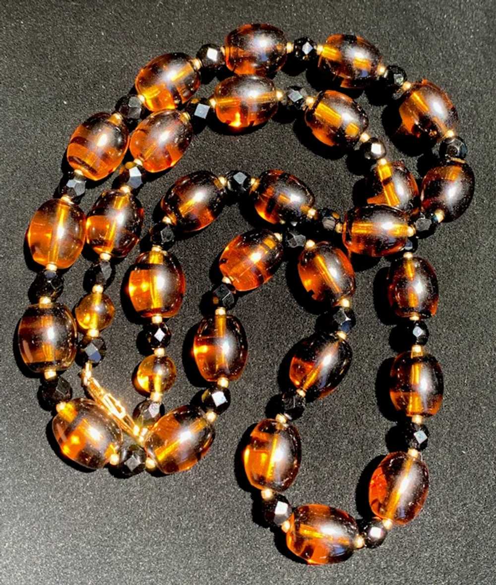 Vintage Tiger-Glass beads with Flapper Jets Eveni… - image 5