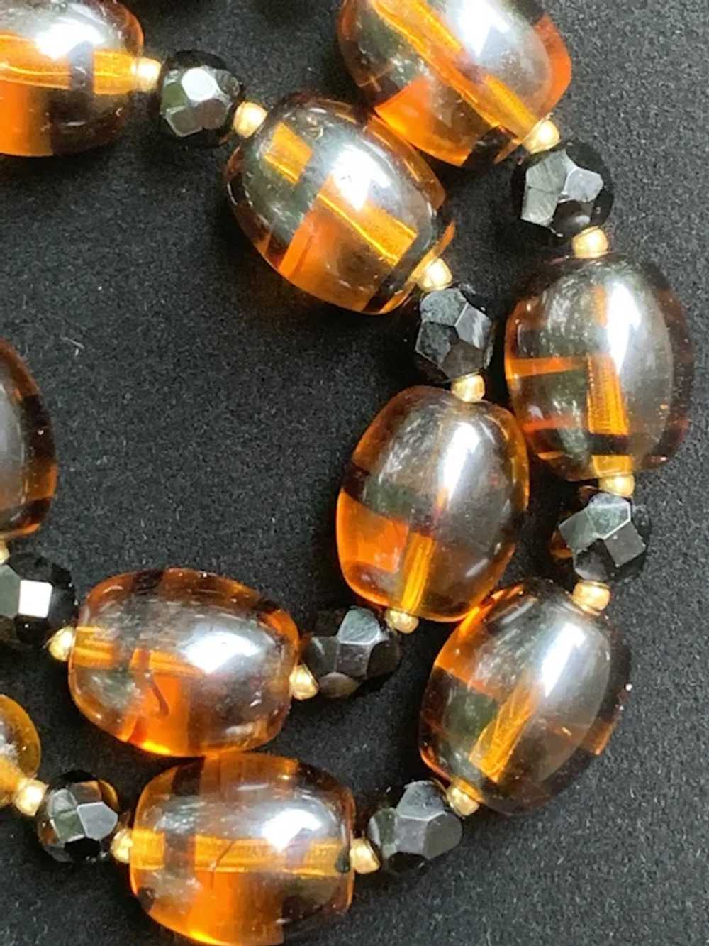 Vintage Tiger-Glass beads with Flapper Jets Eveni… - image 6