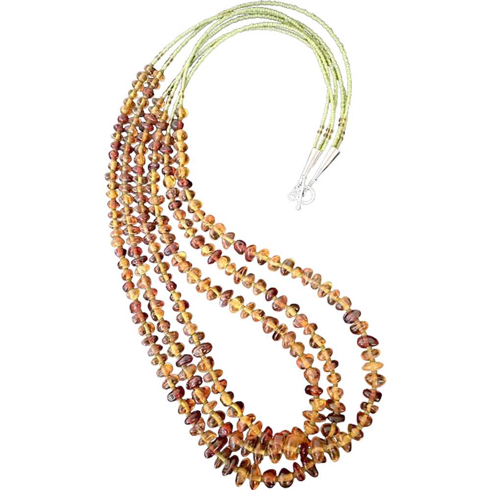 Artisan Tri-Strand Baltic Amber Necklace - image 1