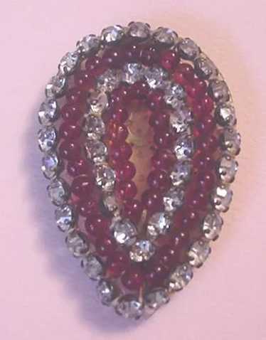 Earlier Ruby Red Glass and Rhinestone Dress Clip