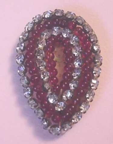 Earlier Ruby Red Glass and Rhinestone Dress Clip