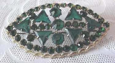 Vintage Emerald Green Rhinestone Pin - image 1