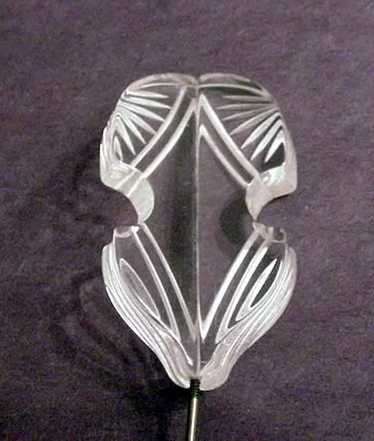 Clear Lucite Plastic Reverse Carved Hat Pin