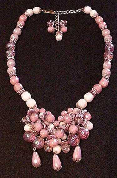 Hobe Pink Glass Droplets Necklace