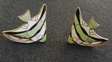 Enameled   Angelfish Earrings - image 1