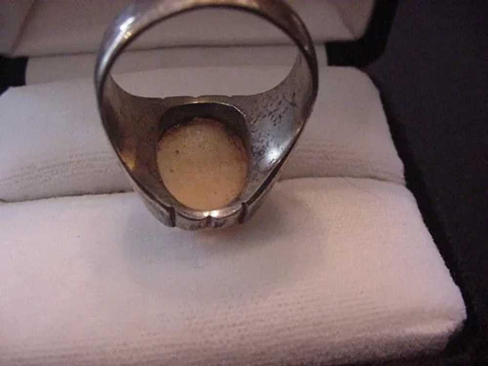 Mid-Century Sterling Silver Cameo Ring - image 3