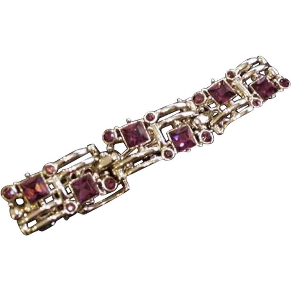 Coro Purple Rhinestone Bracelet - image 1