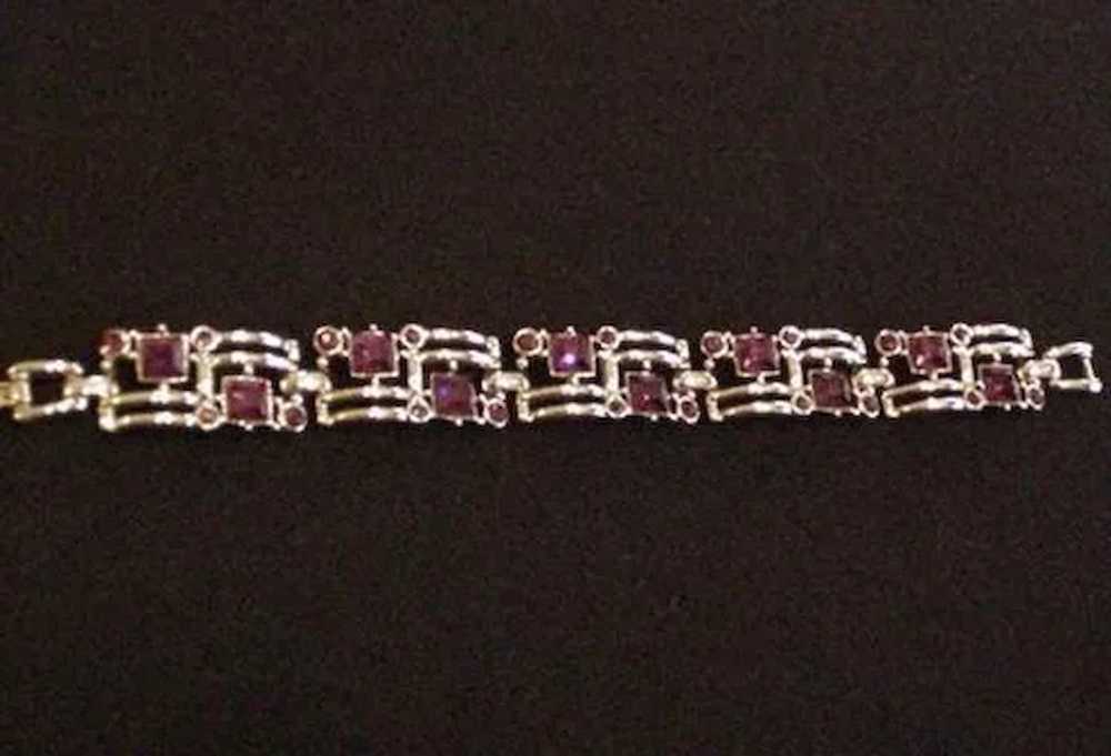 Coro Purple Rhinestone Bracelet - image 2