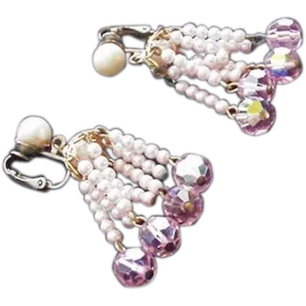 Pale Pink Crystal Earrings - image 1
