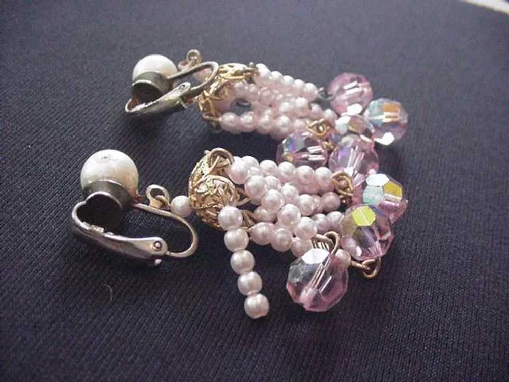 Pale Pink Crystal Earrings - image 2