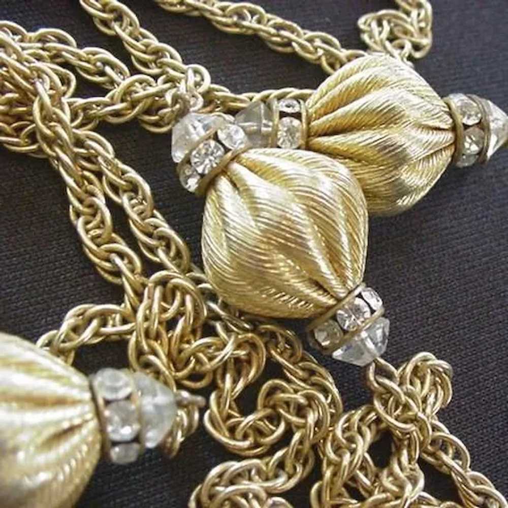 Mid-Century Rhinestone Longchain Necklace - image 2
