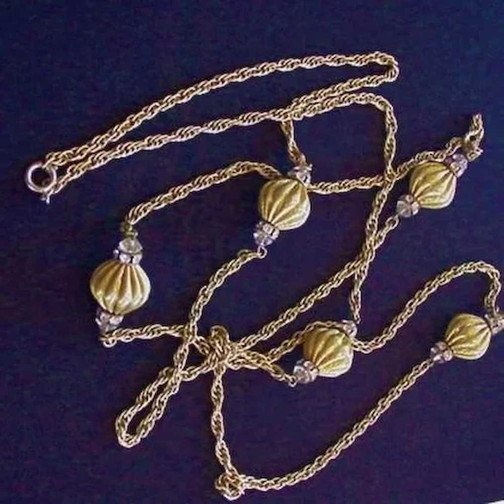 Mid-Century Rhinestone Longchain Necklace - image 3