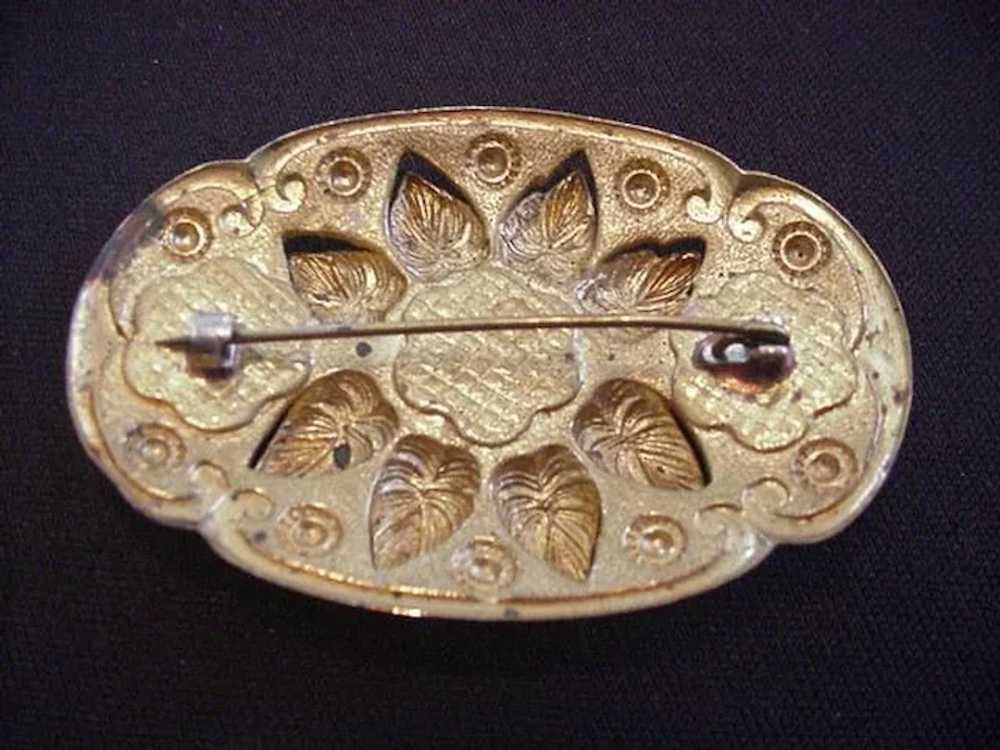 Brass and Blue Flower Pin - image 2
