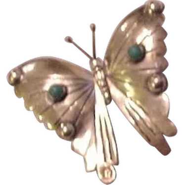 Sterling Silver Turquoise Butterfly Pin - image 1