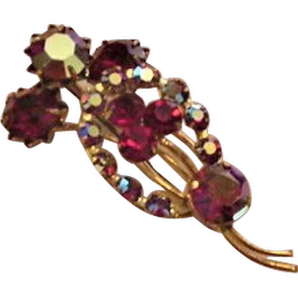 Rhinestone Pin Red Aurora Borealis - image 1